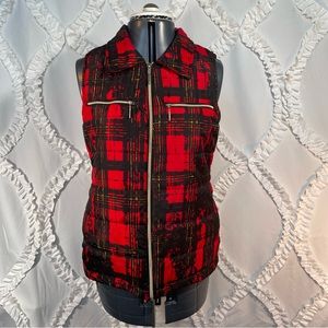 Red Plaid Puffer Vest